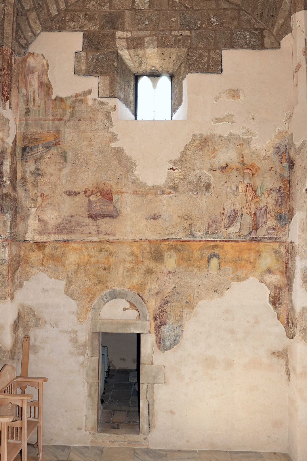 The north wall of the narthex