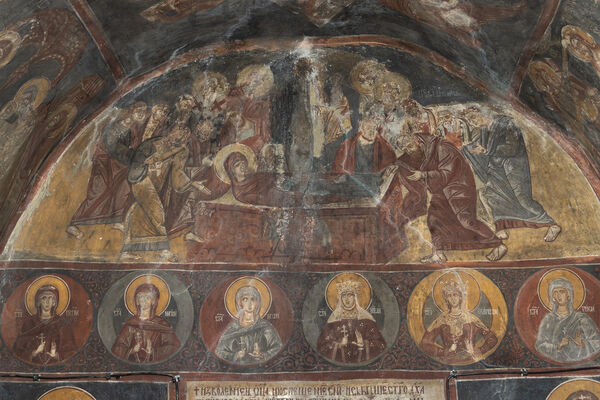 Dormition of the Virgin Mary and the Martyr in medallions