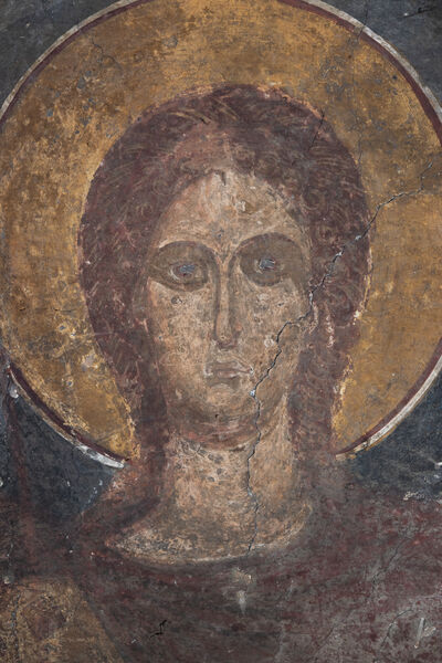 Archangel Michael in a medallion, detail