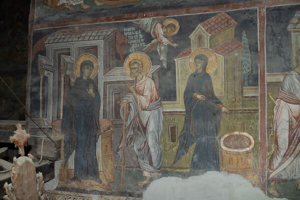 Joseph rebukes Mary and the Annunciation at the well