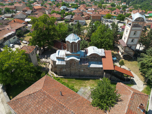 View of the church and surrounding buildings