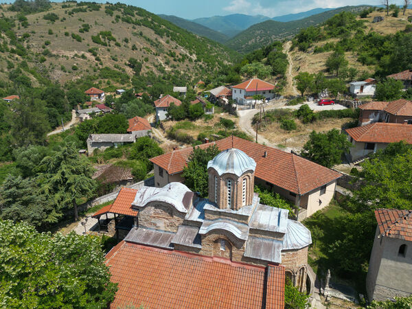 View of the church and surrounding buildings