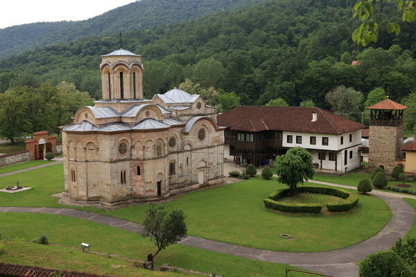 View of the church and courtyard from the northeast