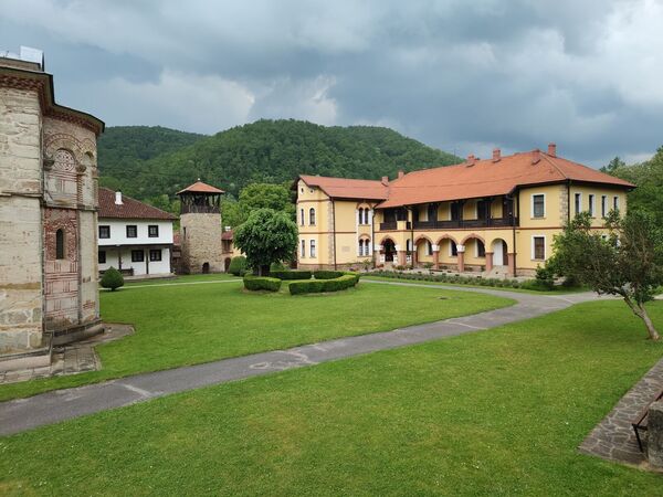 Monastery lodgings and belfry