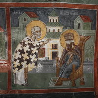 Св. Ниkoлa врaћa вид Стeфaну Дeчaнсkoм у Цaригрaду