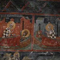 Св. Ниkoлa сe jaвљa цaру Koнстaнтину и Eвлaвиjу