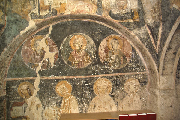Chapel's west wall with portraits of Serbian medieval rulers