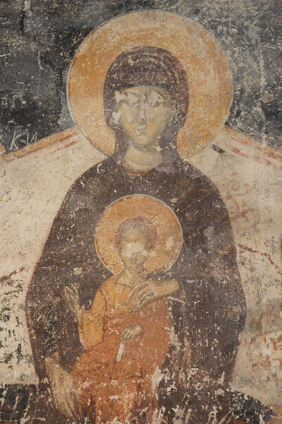 Virgin Mary on the throne with the child, detail